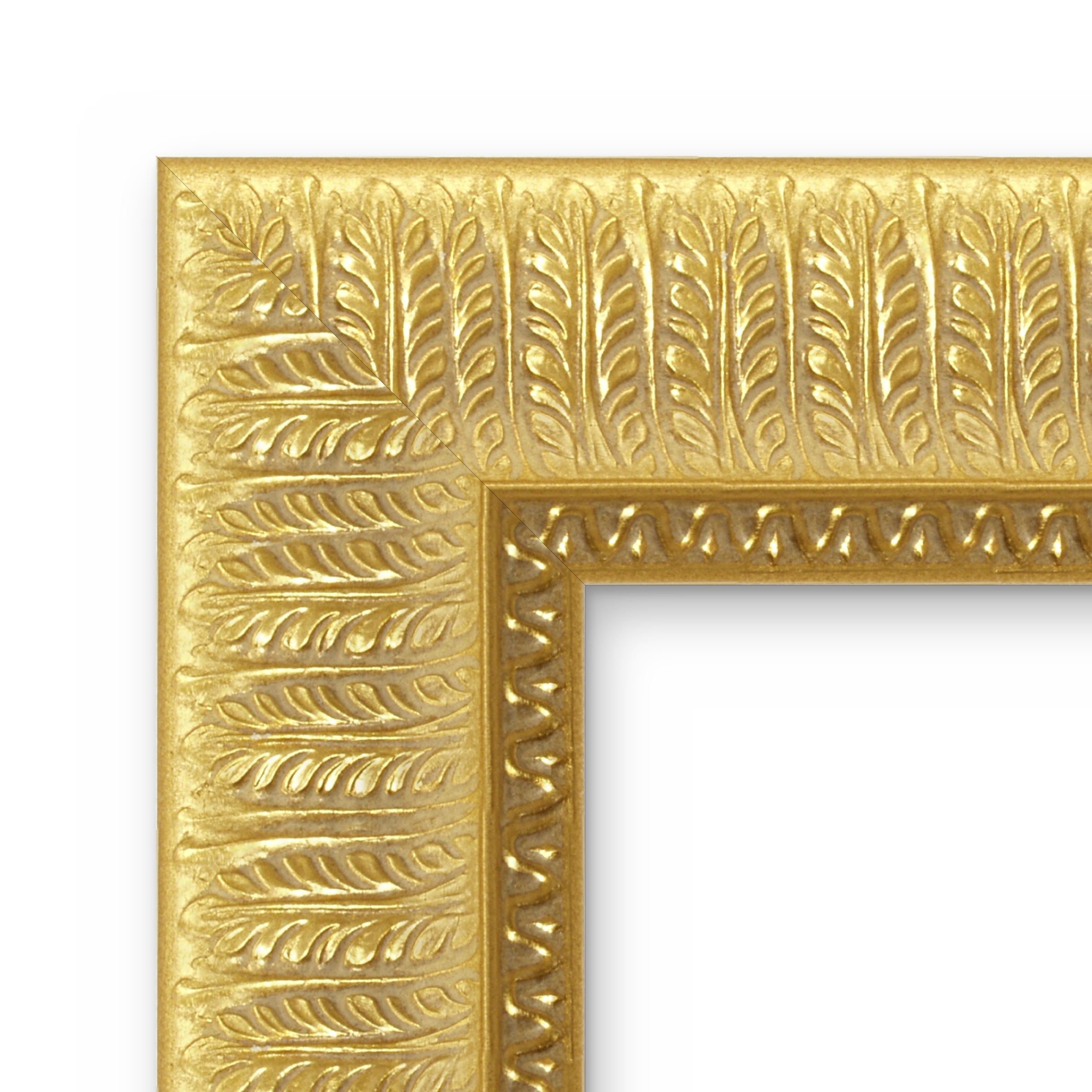 Detailansicht der Ecke des Barockrahmens Milano Gold – Ornament und Oberfläche aus der Nähe