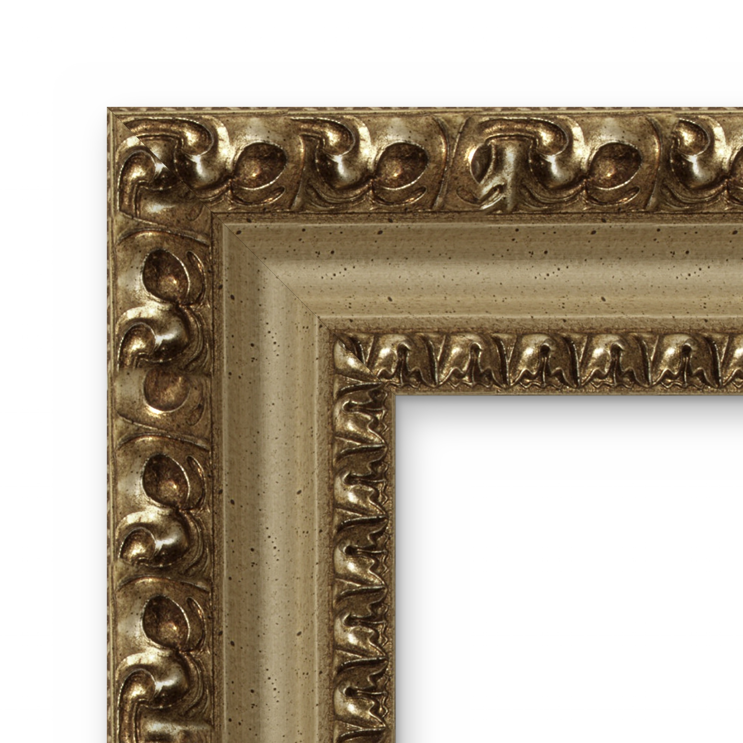 Detailansicht der Ecke des Barockrahmens Toscana – Ornament und Oberfläche aus der Nähe